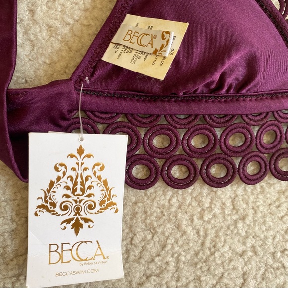 NWT Purple BECCA SWIM triangle bikini top, small - Picture 10 of 12